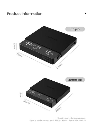 MHW-3BOMBER Cube Coffee Scale 3.0 Mini Pro – Bilancia Compatta per Caffè con Portata in Tempo Reale